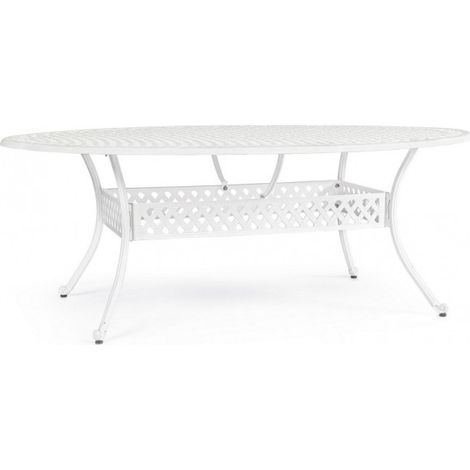 Tavolo ovale "Ivrea" in alluminio da esterno per giardino e veranda 200 x 152 cm -Bianco (1/5)