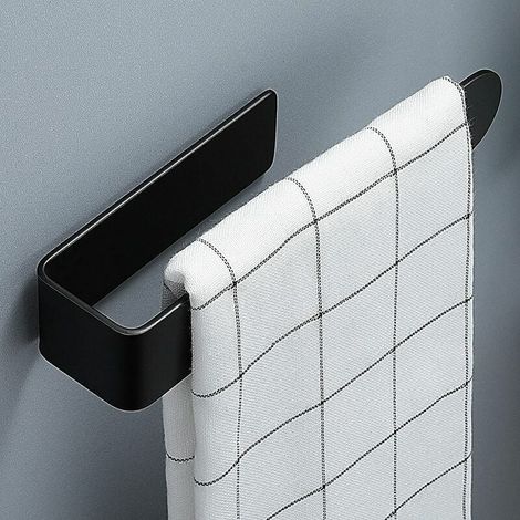 Porte-Serviettes Salle de Bain Anneau Porte Serviette Ouvert de Style Européen Mural Auto-AdhéSif sans PerçAge, SUS 304 Inoxydable Noir 20cm (1/5)