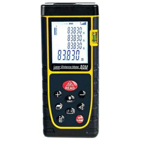 QORVA
-Télémètre laser 40m – Précision ± 3 mm – Coque ABS et silicone – Rétroéclairage – Mesure de surface et volume
