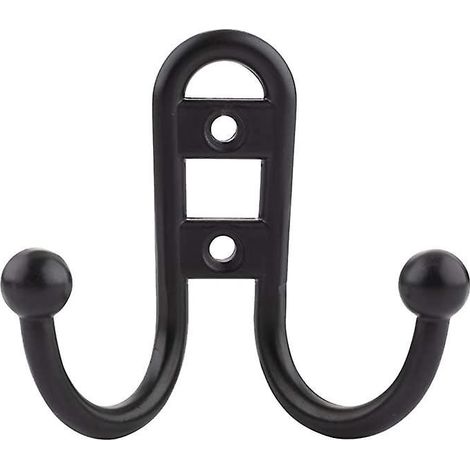 Stück (schwarz) Einzelkleiderhaken aus Metall-Zinklegierung, Doppelkleiderhaken (1/5)