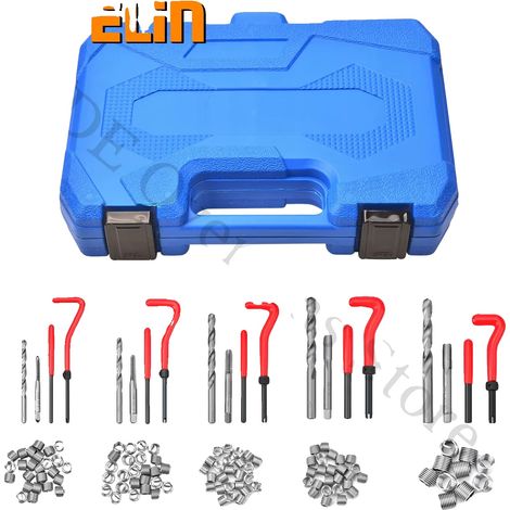 Outil de réparation de filetage, 131 pièces, boîte en métal, compatible avec M5 M6 M8 M10 M12, comprend des tarauds et des forets, 1,5 kg (1/5)