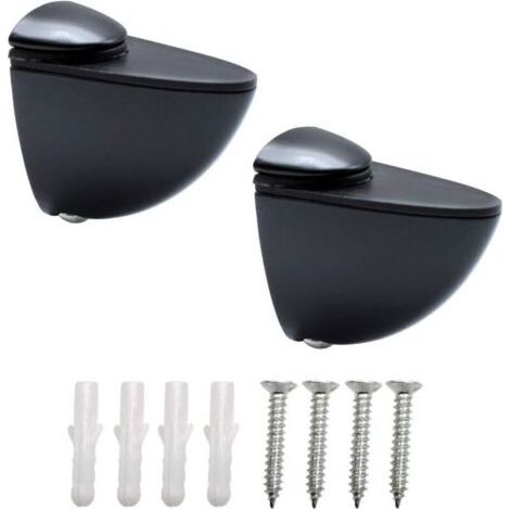BUNTHAUS Lntyq Taquets pour Étagères, 2 Pcs Equerre Etagere Murale, Support Etagere Verre, 3-20 mm Porte-Verre En Zinc Clip Fixations Réglable Murale, Pince à Verre Noir pour Escalier (1/4)