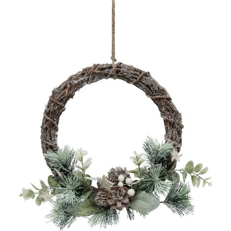 Türdekoration mit Zapfen und Zweigen, Ø 25 cm (1/2)