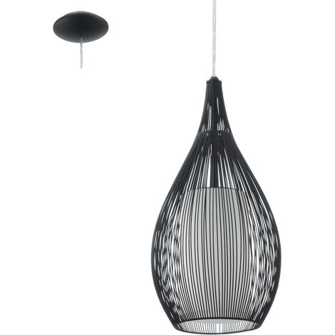 Sospensione camera da letto lampada da soffitto a sospensione illuminazione a cono nero Eglo 92252 (1/4)