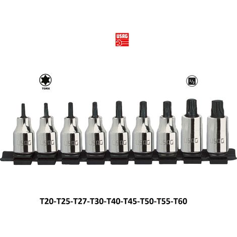 USAG CHIAVE SERIE 9 CHIAVI A BUSSOLA PER VITI CON IMPRONTA TORX 233 1/2 NTX/S9 (1/4)