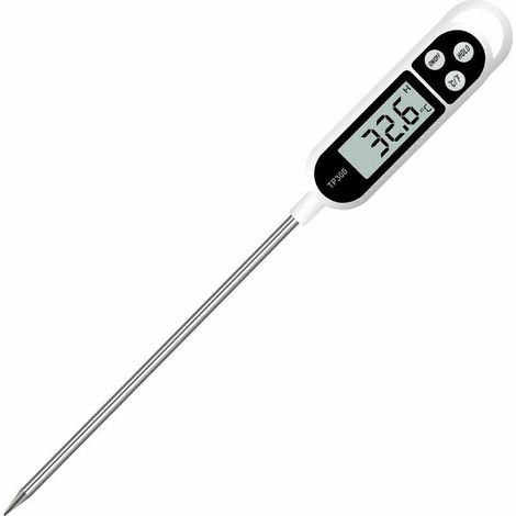 Thermomètre de cuisine numérique Thermomètre domestique Thermomètre de four Thermomètre de cuisson, longue sonde, résistant à la corrosion, °C/°F commutable pour cuisine, grill/grill (1/5)