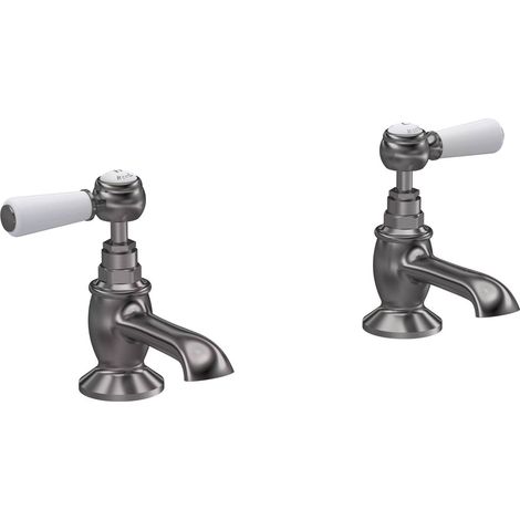 Hudson Reed Topaz Lever Basin Taps Pair - Brushed Pewter (1/2)