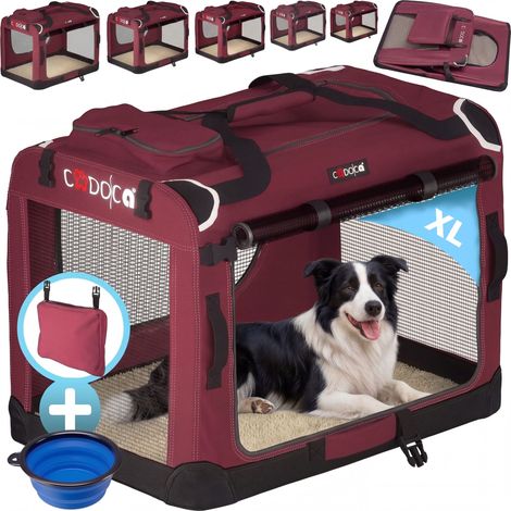CADOCA® Hundetransportbox faltbar Katzentransportbox Transportbox Autobox Hundebox Box versch. Größen Farbwahl  XL - Dunkelrot
