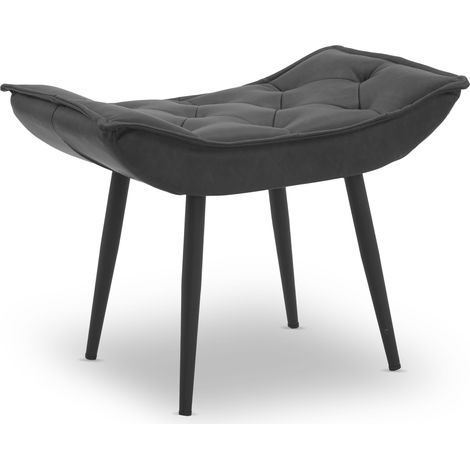M MCombo Sitzhocker Fußstütze mit Metallbeinen, Eleganter Hocker Ottoman Schminktisch für Wohnzimmer Schlafzimmer, Kunstleder, 4778MB-2 (Dunkelgrau) (1/5)
