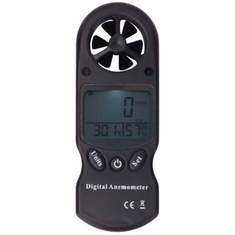 Anémomètre Numérique 3-en-1, Appareil de Mesure avec Écran LCD pour Température, Humidité et Vitesse du Vent (1/5)
