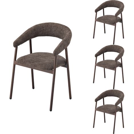 PPkrimnel Lot De 4 Chaises À Manger Marron Avec Pieds Noyer