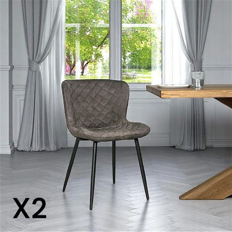 Chaise en velours piqué taupe (lot de 2) MELBOURNE (1/5)
