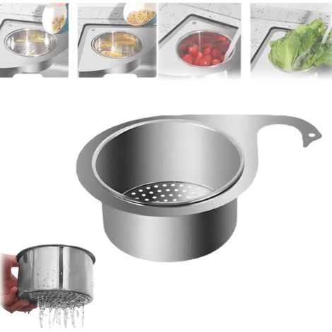 Scolapiatti in acciaio inox a forma di cigno. Nuovo e migliorato design multifunzionale, facile da filtrare per i rifiuti della cucina. Adatto anche per lavare frutta e verdura (1 pezzo).