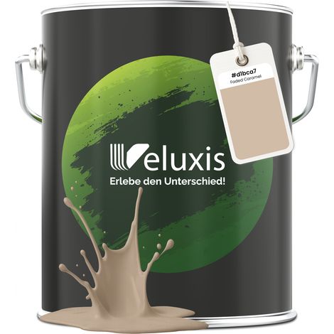 Wandfarbe Beige Braun Creme Matt Innenfarbe – Deckkraft Klasse 1, VOC-frei, Ohne Grundierung, Tropfarm – Wohnzimmer & Schlafzimmer – 5L – Veluxis (Faded Caramel)