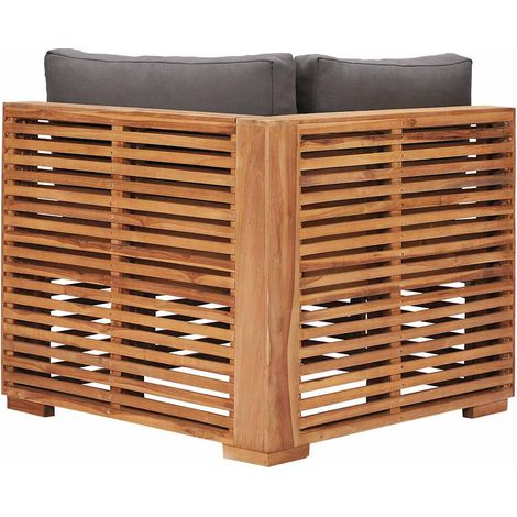 Maison Exclusive - Garten-Ecksofa mit Grauer Auflage Massivholz T (1/5)