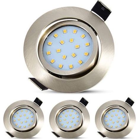 TAISHENGDA - 4-teiliges Set extraflacher 28mm LED-Einbaustrahler, 40° verstellbare LED-Einbaulampen, 5W Deckenleuchte entspricht 50W Halogen, 500lm, warmweiß. (1/5)