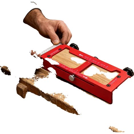 Dima per cerniere per porte, in lega di alluminio, compatibile con cerniere da 2,5" a 5", adatta anche a porte in legno, con indicatore di profondità per tagli precisi e dima regolabile per l'installa (1/5)