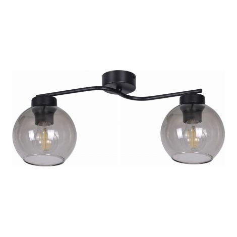 Plafonnier loft noir 2 lumières verre E27 Kaja Aiden
