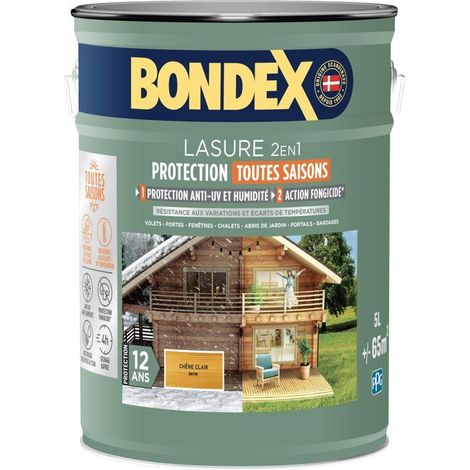 Lasure 2 en 1 protección exterior - Roble Claro - Satinado - Protección 12 años - Todas las estaciones - Bondex - 5L