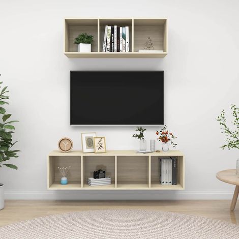 Ensemble de meuble TV 2 pcs pour Salon - Armoire TV Chêne sonoma Aggloméré BV961529 - BonneVie (1/5)