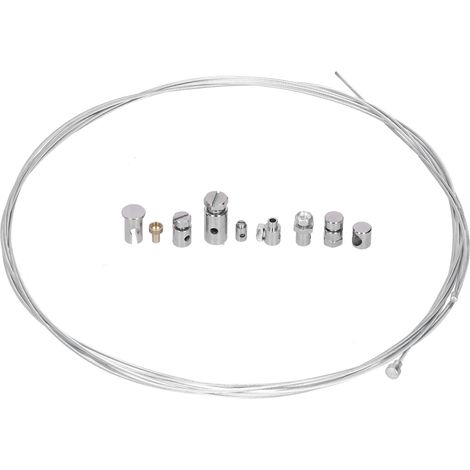 Câble de frein en acier de 2 mètres avec kit d'accessoires universel de réparation comprenant 9 embouts de réparation pour motos. (1/5)