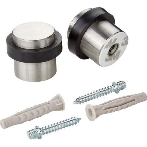 2er-Set – Türstopper – Bodenbefestigung – Schraub- oder Klebemontage – Wand- und Türschutz – Für den Innenbereich – Gebürstetes Silber – 36 x 3,2 cm (1/5)