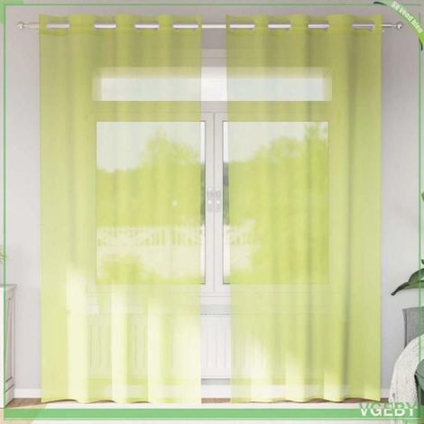 4102055 Rideaux en voile avec illets 2 pcs vert pomme 140x225 cm (1/5)