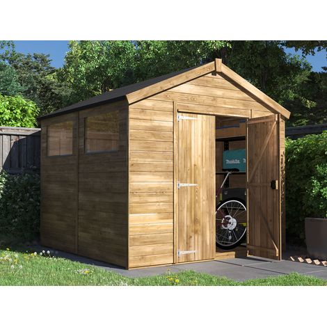 Dunster House Wooden Shed 8' x 8' (2.4 x 2.4m) Outdoor Storage with 15mm Tongue & Groove Thick Walls & Apex Roof & Window, Fully Pressure Treated, Overlord Modular (1/5)