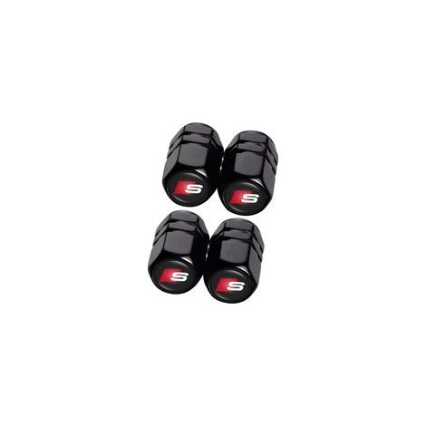 Lot de 4 bouchons de valve en métal pour voiture – Compatible Audi S Line S1 S2 S3 S4 S5 S6 S7 S8 SQ2 SQ5 SQ7 SQ8 – Accessoire noir (1/4)