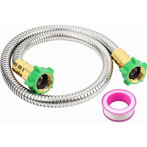 Flexible d'alimentation tressé en acier inoxydable 304, 2 ft, tuyau d'eau pour machine à laver avec ruban de téflon