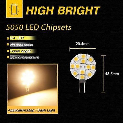 10 ampoules LED G4 non dimmables blanc chaud 2700K 180 (1/4)