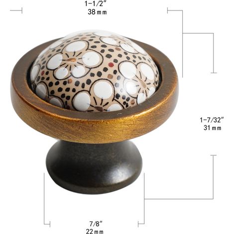 6 Pièces Boutons de Meuble Céramique, Conception de fleur de prunier Ceramique Poignée de Meuble Boutons du Cabinet Boutons du Tiroir Décoration de Meubles Tiroir de Porte Poignée Vintage Bronze MOONS (1/4)