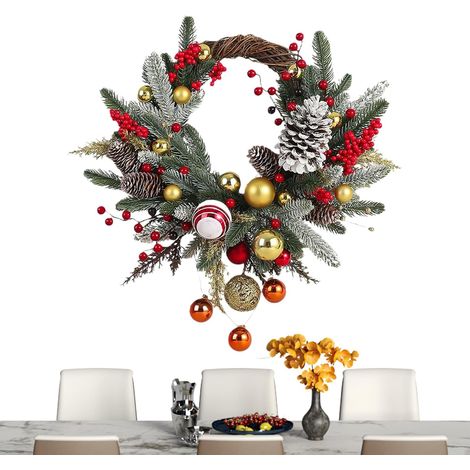 Couronne De Porte d'Entrée Décor De Guirlande pour Décoration De Porte De Noël En Couronne Pour Porche Garage Extérieur Et Intérieur Fenêtre Maison Mariage Cheminée Armoire (1/5)