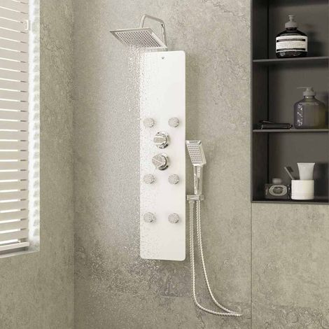 Panneau de douche Verre 25x47,5x130 cm Blanc (1/5)