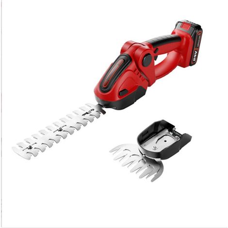 (Avec batterie)Taille haie 21V, cisaille à Gazon électrique sans Fil 2 en 1, Coupe Herbe à Main IP67 étanche, avec 2 Lames remplaçables et 1 Piles