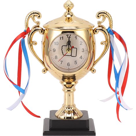 Horloge rétro, modèle trophée réaliste, petit réveil de bureau décoratif pour dortoir, chambre à coucher, salon, doré (1/5)