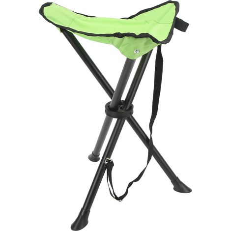 Tabouret trépied pliant, supportant jusqu'à 200 kg, antidérapant et stable, portable et pliable, idéal pour la pêche, le camping et les pique-niques en plein air (vert). (1/5)