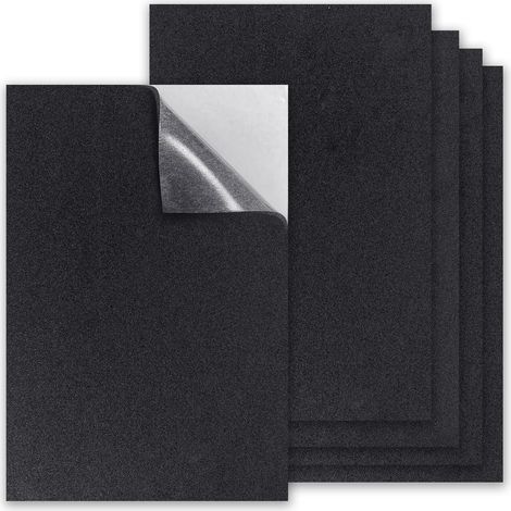 Lot de 5 feuilles de mousse autocollantes antidérapantes noires (200 mm x 300 mm x 3 mm) pour pieds de table, chaises et canapés (noir) (1/5)