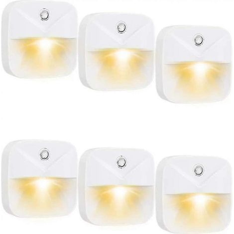 Lot de 6 veilleuses à capteur LED intelligentes, veilleuse à induction, lumière LED chaude. (1/4)