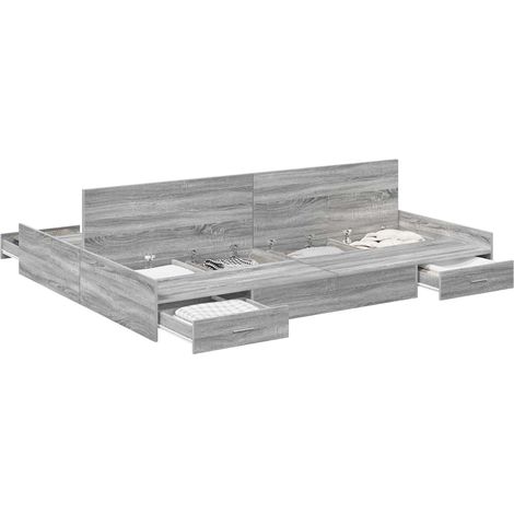 Maison Exclusive - Struttura letto con contenitore Grigio Sonoma 140 x 200 cm