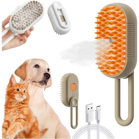 3-in-1-Kamm für Katzen und Hunde – Dampf- und Wasserbürste mit elektrischer Fellpflege-Massage
