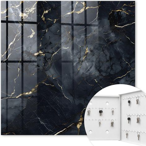 Armoire à clés - (30 cm x 30 cm) - Boîte à clés murale - Coffret de rangement pour clés - Couleur blanche - Ouverture vers la droite - Pour maison et bureau - Élégance moderne