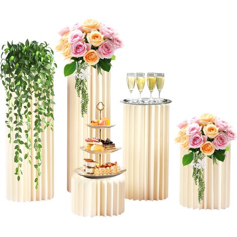 Lot de 5 vases en carton colonnes de fleurs pour décoration de mariage fête jardin centres de table (20/40/60/80/100 cm) (1/5)