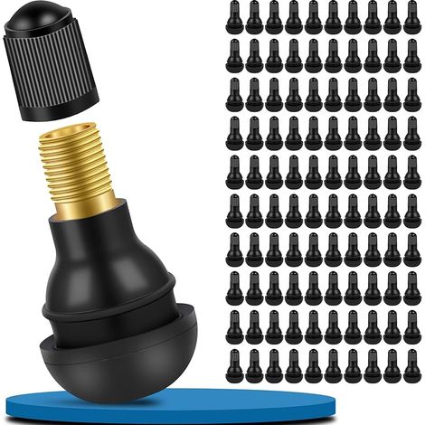 100 Pcs TR412 Valve Pneu Voiture, Universal Valve Tubeless Trou de Jante de 11,3 mm, jusqu'à 4,5 Bars Valve Auto de Caoutchouc Valves en Caoutchouc Snap-in Jantes pour la Plupart des Voitures