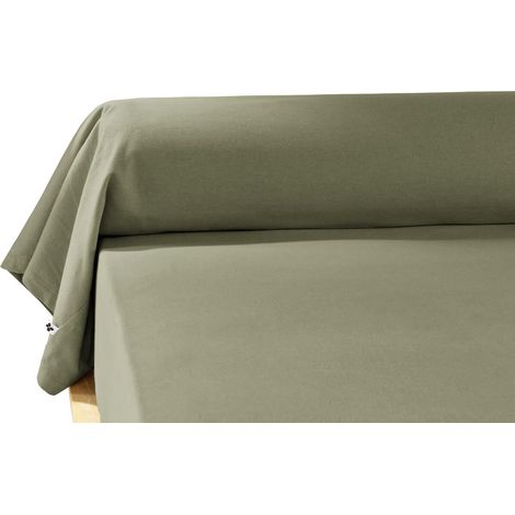 HEDDA - Taie de Traversin 43x185cm Flanelle de Coton Coloris Romarin (1/3)
