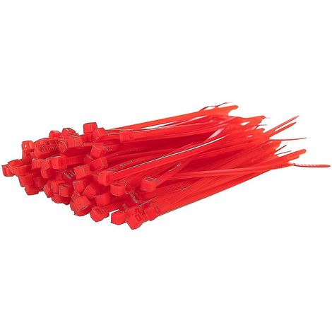 Lange, robuste silberne Kabelbinder, 370 mm x 4,8 mm, 100er-Packung, aus hochwertigem Nylon, 150 mm x 3,6 mm Reißverschluss, rot
