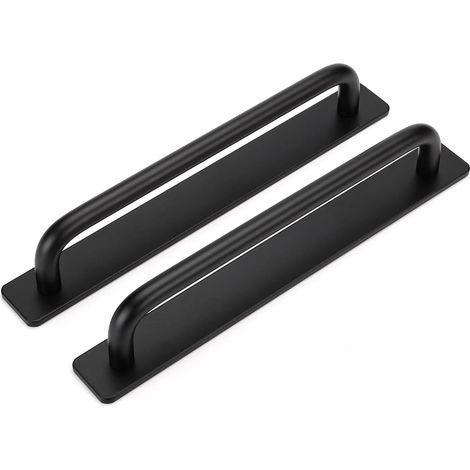 BEBUSINGOTO 2er Set Selbstklebender Küchenschrankgriff Schiebetürgriff Schwarzer Möbelgriff Selbstklebender Aluminiumgriff Selbstklebender Küchentürgriff (1/5)