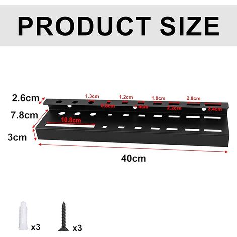 Wall Tool Holder Workshop Screws Wall Mount Carbon Steel Wall Shelf for Screwdrivers Knives Tools Black (1/4)