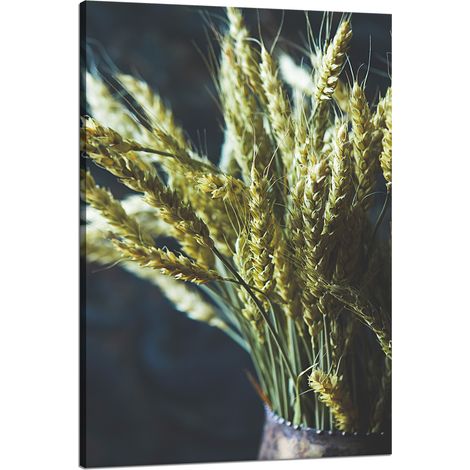 Stampa su tela Botanica Spighe di grano in un vaso 80x120 cm