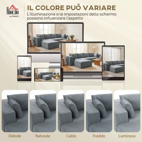 Canapé d'angle modulaire en velours et mousse, coussins rembourrés, dimensions 294x165x70 cm, gris anthracite (1/5)
